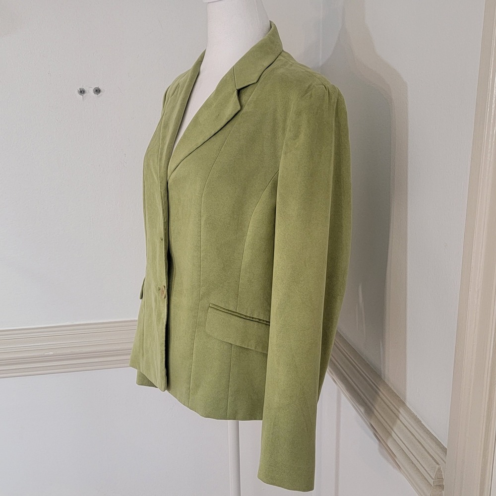 Vintage Talbots Faux Suede Blazer Career Jacket Sage Green Womens 12 Office Chic - Picture 3 of 12